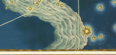 Old Star Map of Aquarius, 1603 par Johann Bayer - Zodiac Astrology Chart - The Water Carrier Horoscope Sign