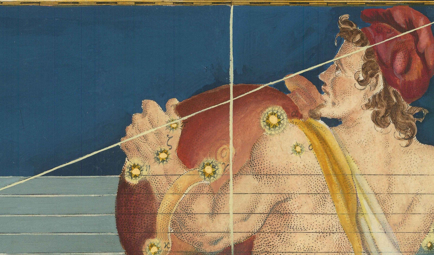 Old Star Map of Aquarius, 1603 par Johann Bayer - Zodiac Astrology Chart - The Water Carrier Horoscope Sign