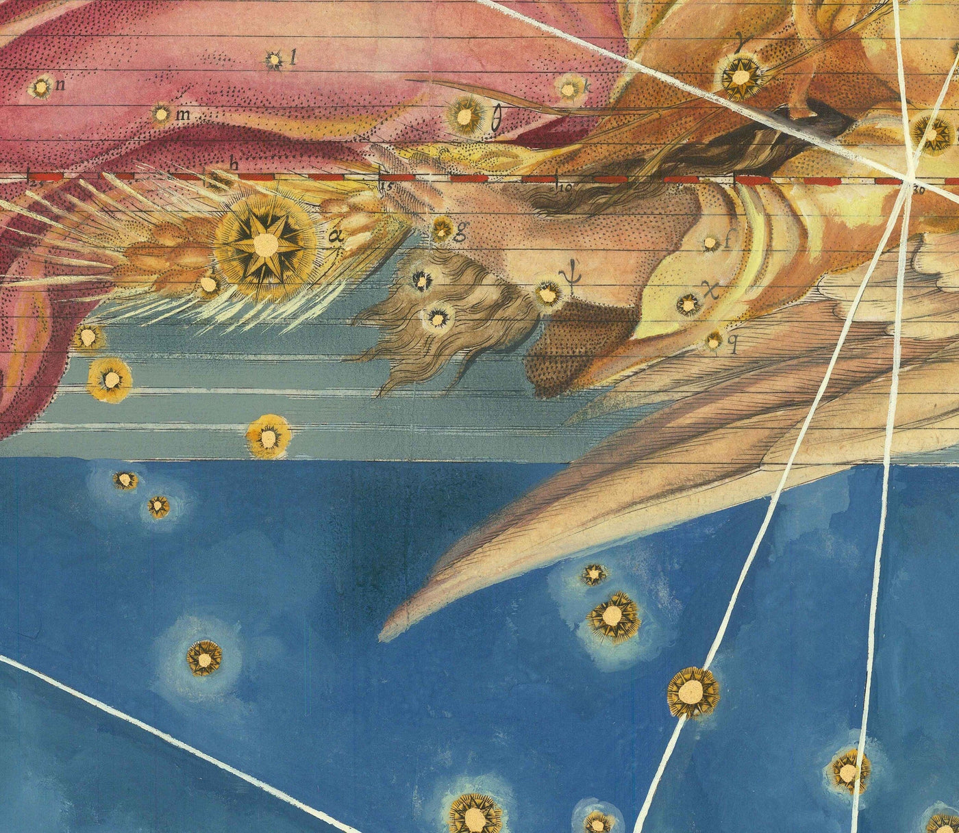 Alter Sternenkarte der Jungfrau, 1603 von Johann Bayer - Tierkreis Astrologie Diagramm - Das Jungfrau Horoskop Zeichen 