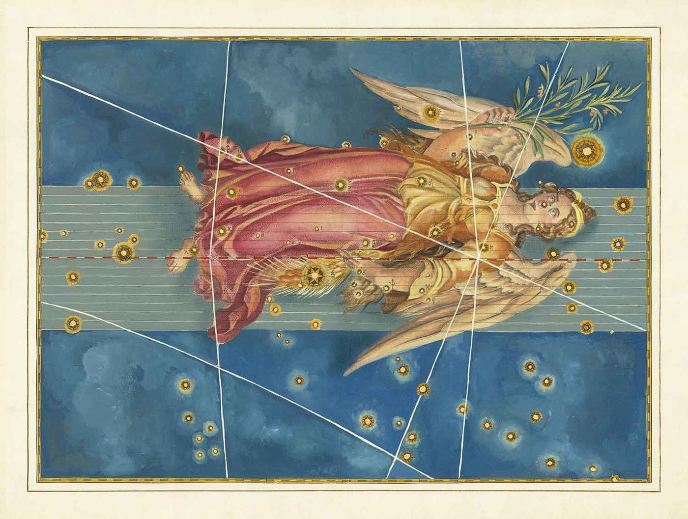 Alter Sternenkarte der Jungfrau, 1603 von Johann Bayer - Tierkreis Astrologie Diagramm - Das Jungfrau Horoskop Zeichen 