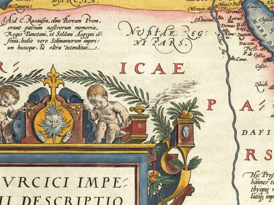Antiguo mapa del Imperio Otomano, 1584 de Ortelius - Turquía, Arabia Saudí, Oriente Medio, Irán, Israel, Grecia, Mar Rojo, África