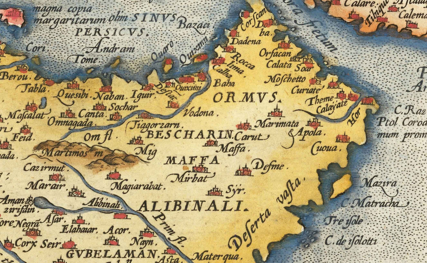 Antiguo mapa del Imperio Otomano, 1584 de Ortelius - Turquía, Arabia Saudí, Oriente Medio, Irán, Israel, Grecia, Mar Rojo, África