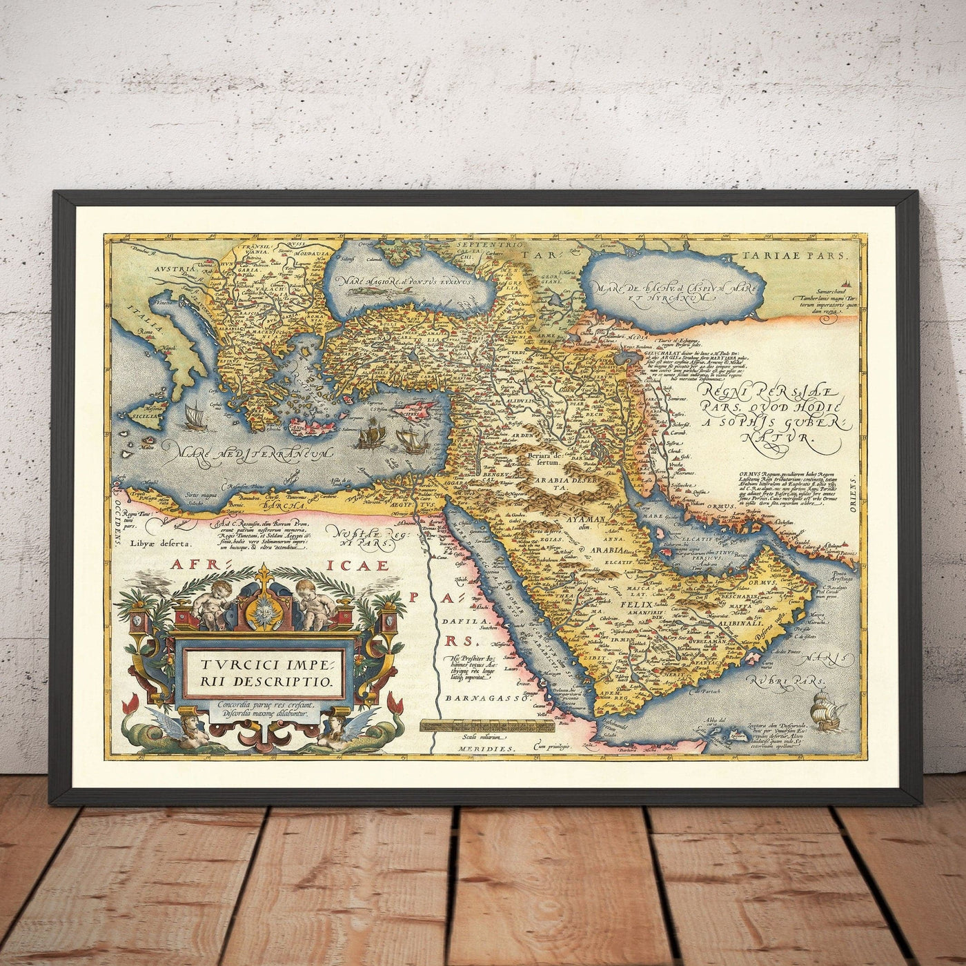 Antiguo mapa del Imperio Otomano, 1584 de Ortelius - Turquía, Arabia Saudí, Oriente Medio, Irán, Israel, Grecia, Mar Rojo, África