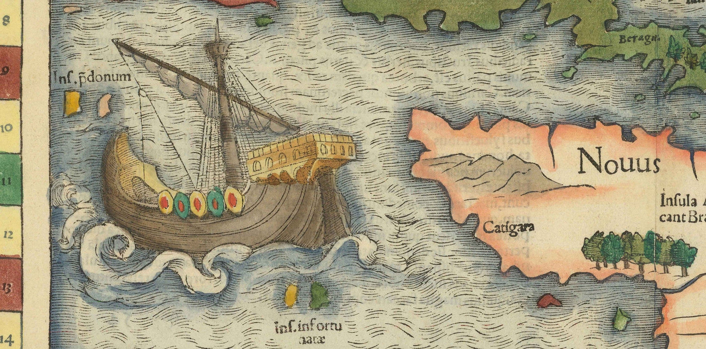 Old North & South America Map, 1544 by Munster - First Printed Atlas of the Americas - USA, Mexico, Pre-Colonisation