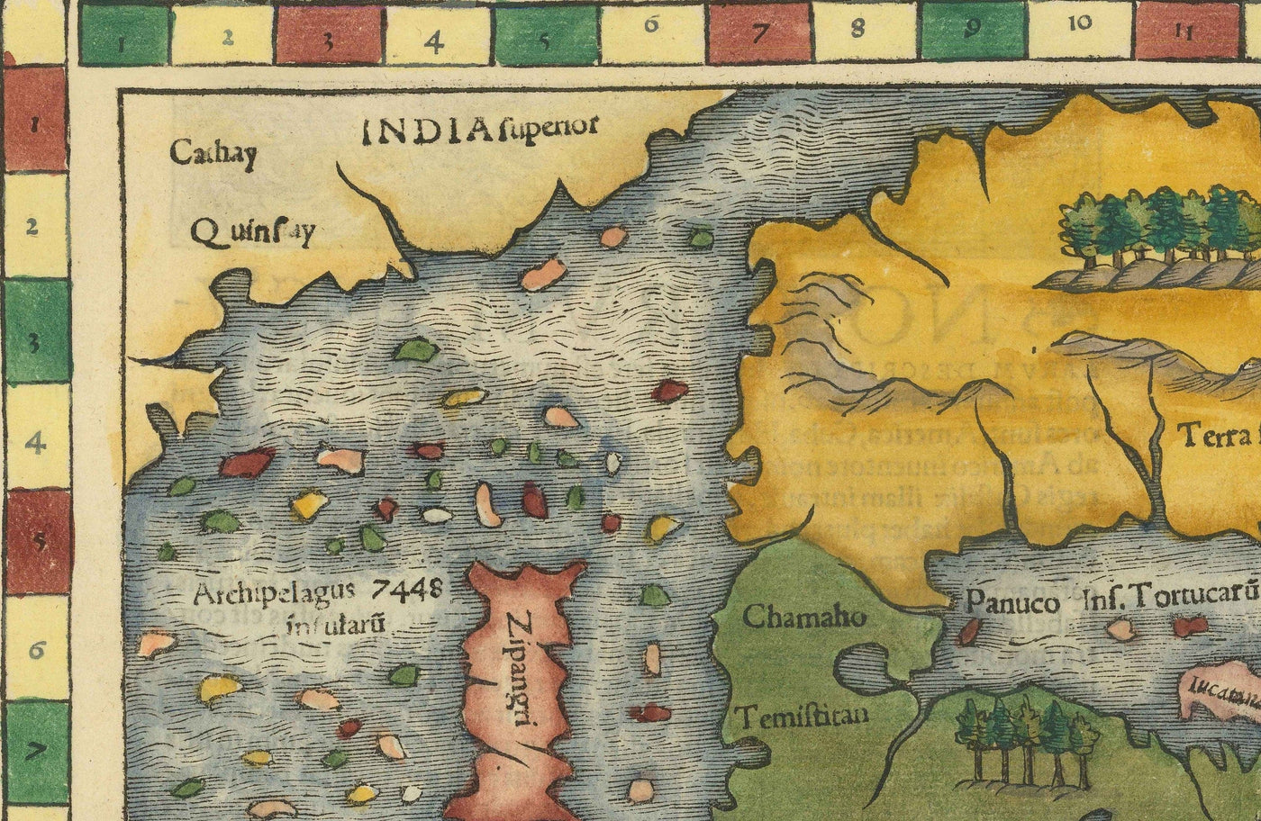 Old North & South America Map, 1544 by Munster - First Printed Atlas of the Americas - USA, Mexico, Pre-Colonisation