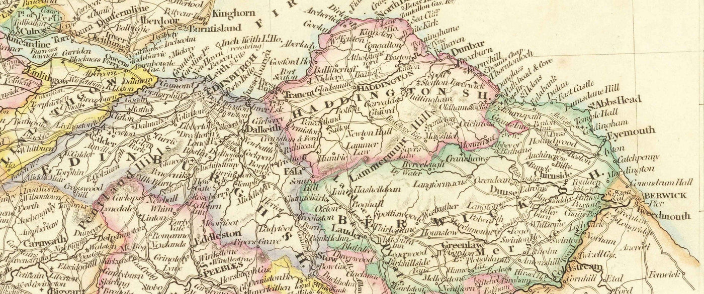 Old Map of Scotland, 1846 by Arrowsmith - Beautiful Handcoloured Victorian Atlas - Counties, Cities, Roads
