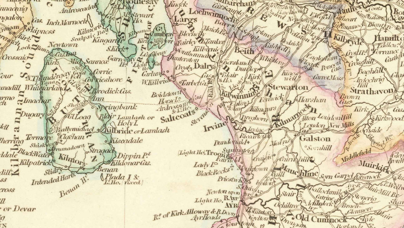 Old Map of Scotland, 1846 by Arrowsmith - Beautiful Handcoloured Victorian Atlas - Counties, Cities, Roads