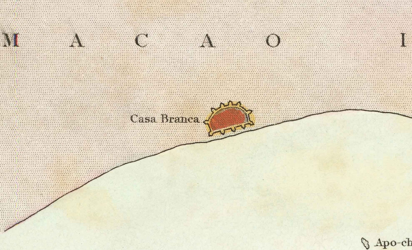 Antiguo mapa de Macao, 1840 - Carta marítima de la Macao portuguesa colonial, Taipa, Coloane, Hengqin, Guangdong