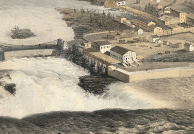 Mapa antiguo de Ottawa, 1859 por Laver & Stent - Capital del Canadá colonial - Hull Quebec, Centro, Bytown, Byward Market