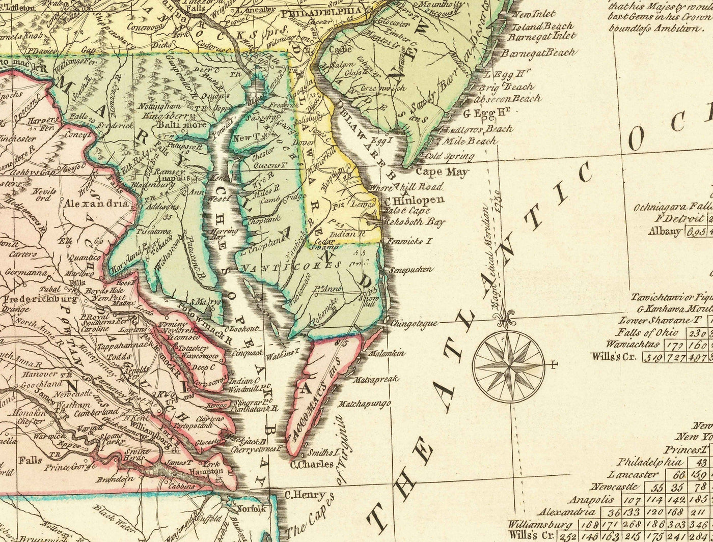Ancienne carte des colonies britanniques en Amérique 1755 par Evans & Bowles - Colonies européennes et indigènes, États-Unis avant l'indépendance