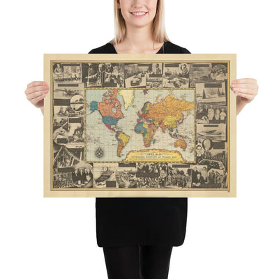 World War 2 World Map, 1939 - Old Historical Events - Hitler Invading Poland, Allies Declaring WW2, Pope Dying
