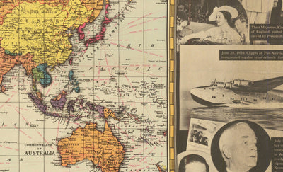 World War 2 World Map, 1939 - Old Historical Events - Hitler Invading Poland, Allies Declaring WW2, Pope Dying