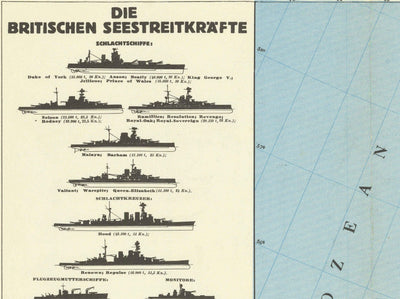 Deutsche Weltkrieg 2 Karte, 1940 - Alte WW2 Militärkarte der Nordsee - Britische Marine Schiffe, Minenfelder, Frontlinien 