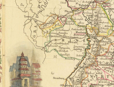 Old Map of Germany, 1851 - Pre-Unification, Pre-Reich Deutschland, Holy Roman Empire, States, Duchies