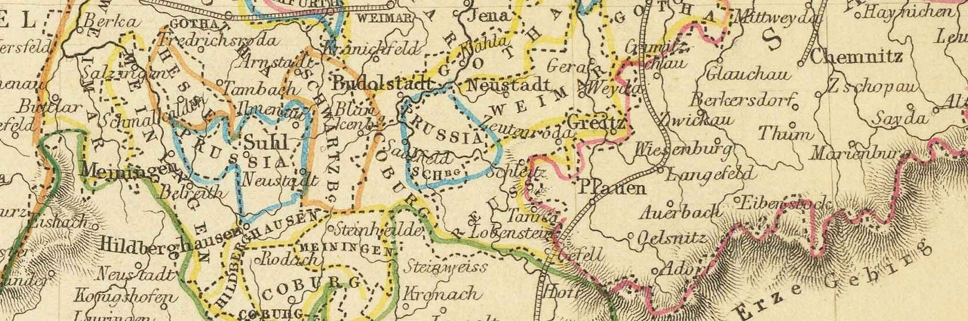 Old Map of Germany, 1851 - Pre-Unification, Pre-Reich Deutschland, Holy Roman Empire, States, Duchies