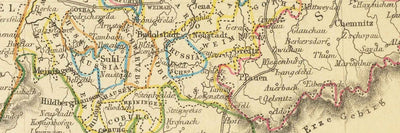 Old Map of Germany, 1851 - Pre-Unification, Pre-Reich Deutschland, Holy Roman Empire, States, Duchies