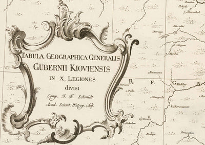 Mapa antiguo de Ucrania, 1770 - Gobierno de Kiev, Imperio Ruso - Kremenchuk, Poltava, Cherkasy, Chernihiv, Ciudades, Guerra