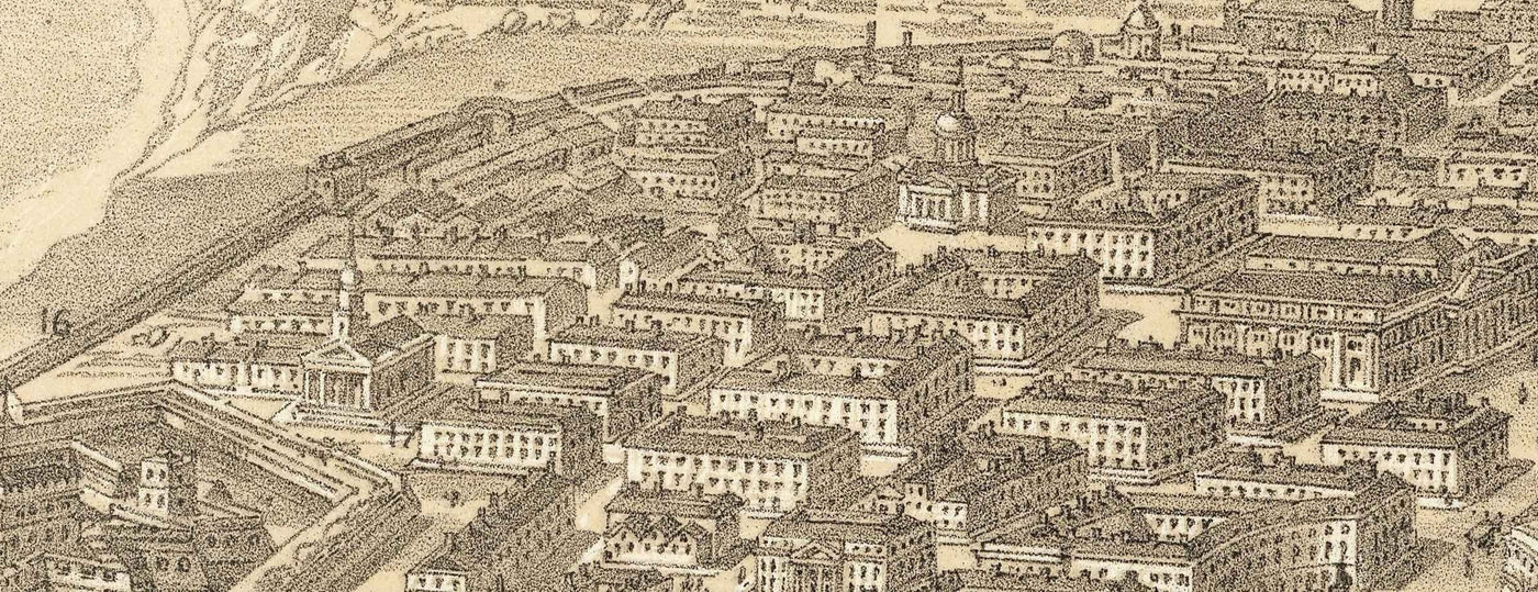 Old Map of Odessa, Ukraine, 1855 - Black Sea Harbour Town - Forts, Citadel, Centre-ville - illustration des oiseaux d'oiseaux