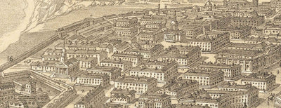 Old Map of Odessa, Ukraine, 1855 - Black Sea Harbour Town - Forts, Citadel, Centre-ville - illustration des oiseaux d'oiseaux