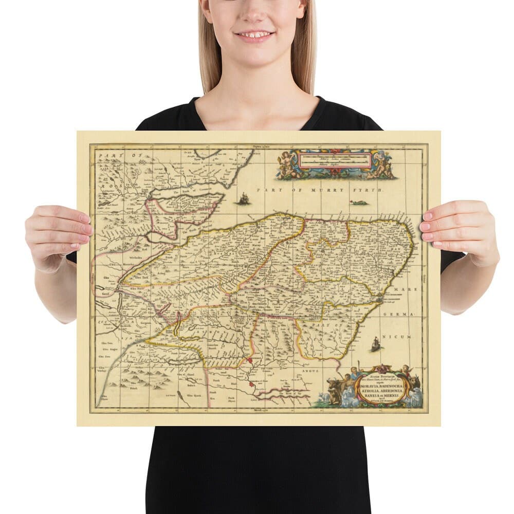 Alte Karte von Aberdeen, Inverness, Moray & Angus, 1690 - Dundee, Perth, Fraserburgh, Loch Ness, Schottische Highlands 