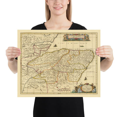 Alte Karte von Aberdeen, Inverness, Moray & Angus, 1690 - Dundee, Perth, Fraserburgh, Loch Ness, Schottische Highlands 