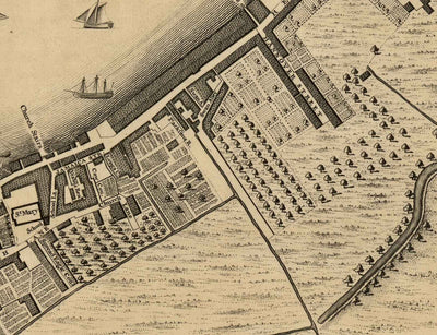 Old Map of by John Rocque London, 1746, G2 - Wapping, Shadwell, Rotherhithe, Thames, Tower Hamlets, E1W, Southwark