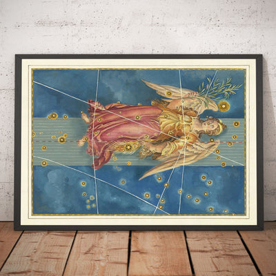 Alter Sternenkarte der Jungfrau, 1603 von Johann Bayer - Tierkreis Astrologie Diagramm - Das Jungfrau Horoskop Zeichen 