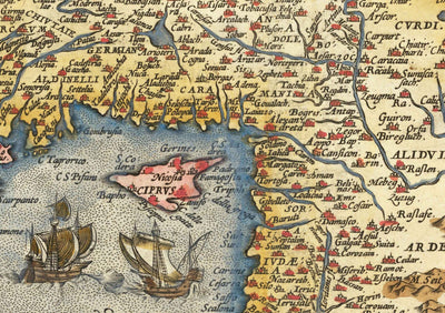 Antiguo mapa del Imperio Otomano, 1584 de Ortelius - Turquía, Arabia Saudí, Oriente Medio, Irán, Israel, Grecia, Mar Rojo, África