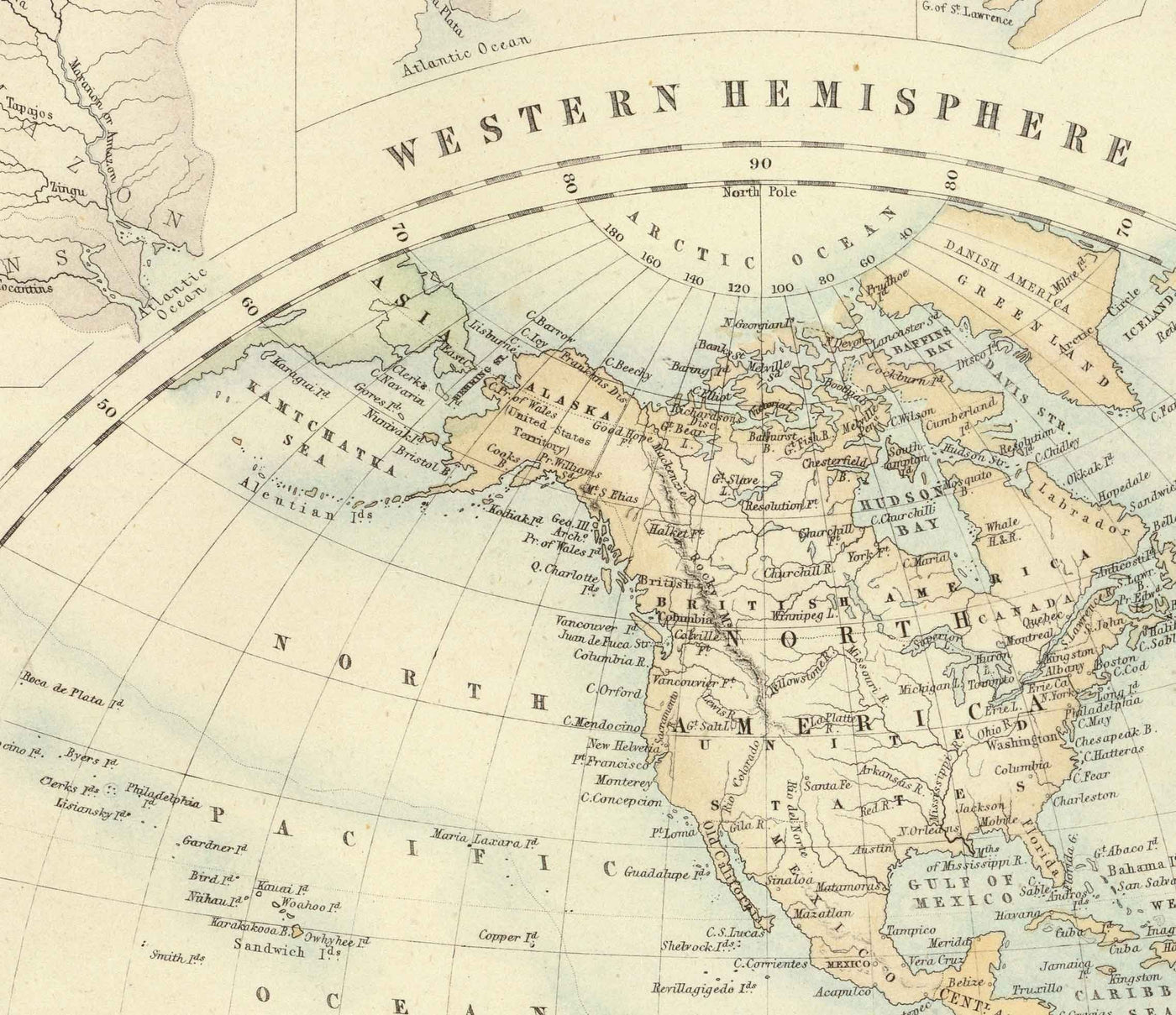Old World Map, 1872 by Fullarton - Victorian Double Hemisphere Projection Atlas, Rivers, Mountains (No Everest!)