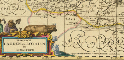 Alte Karte von Lothian & Edinburgh, 1690 - Queensferry, Linlithgow, Firth of Forth, Haddington, Dalkeith, Loanhead 