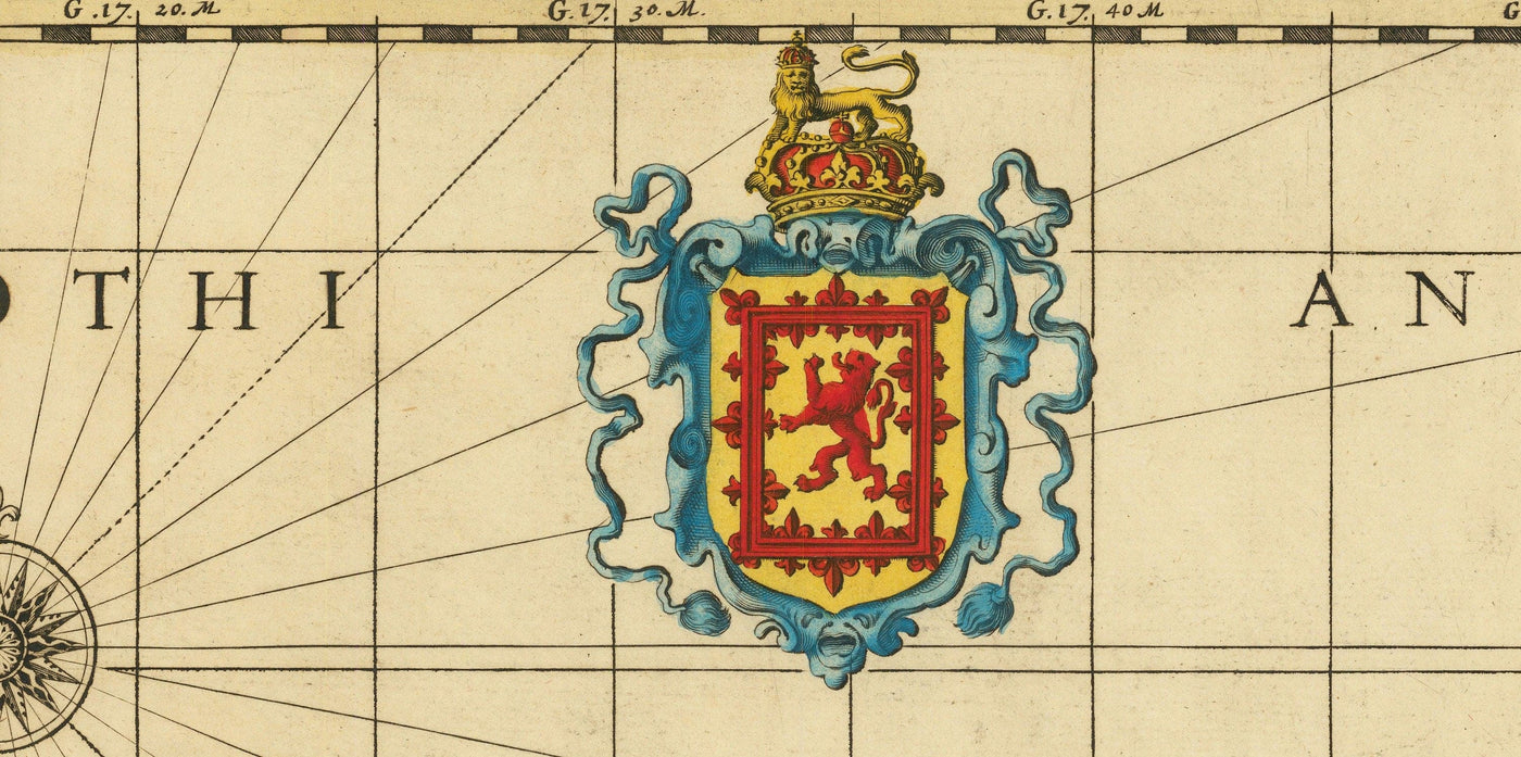 Alte Karte von Lothian & Edinburgh, 1690 - Queensferry, Linlithgow, Firth of Forth, Haddington, Dalkeith, Loanhead 