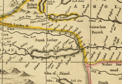 Alte Karte von Aberdeen, Inverness, Moray & Angus, 1690 - Dundee, Perth, Fraserburgh, Loch Ness, Schottische Highlands 