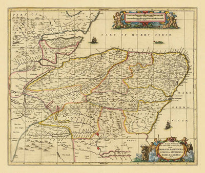 Alte Karte von Aberdeen, Inverness, Moray & Angus, 1690 - Dundee, Perth, Fraserburgh, Loch Ness, Schottische Highlands 