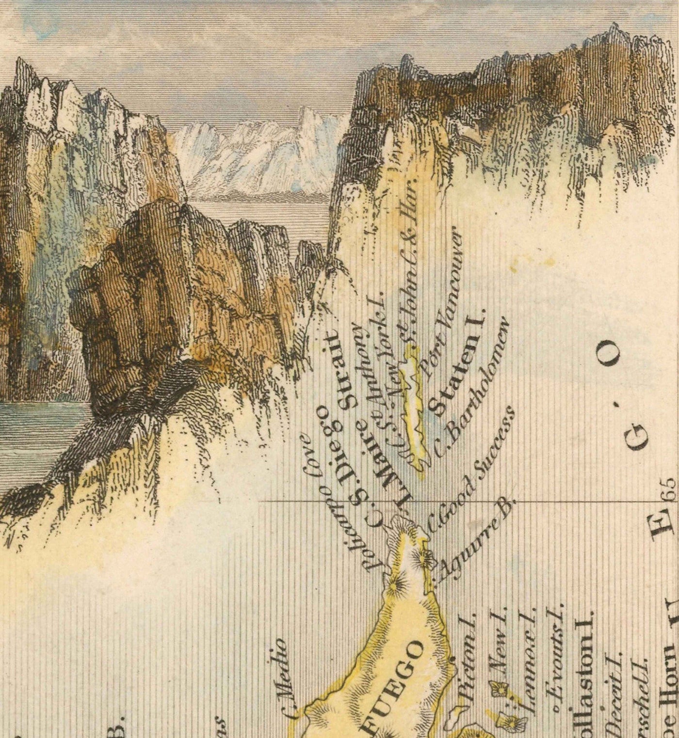 Alte Karte der Falklandinseln & Patagonien, 1851 - Südamerika, Kap Hoorn, Malvinas, Feuerland, Britisches Empire 