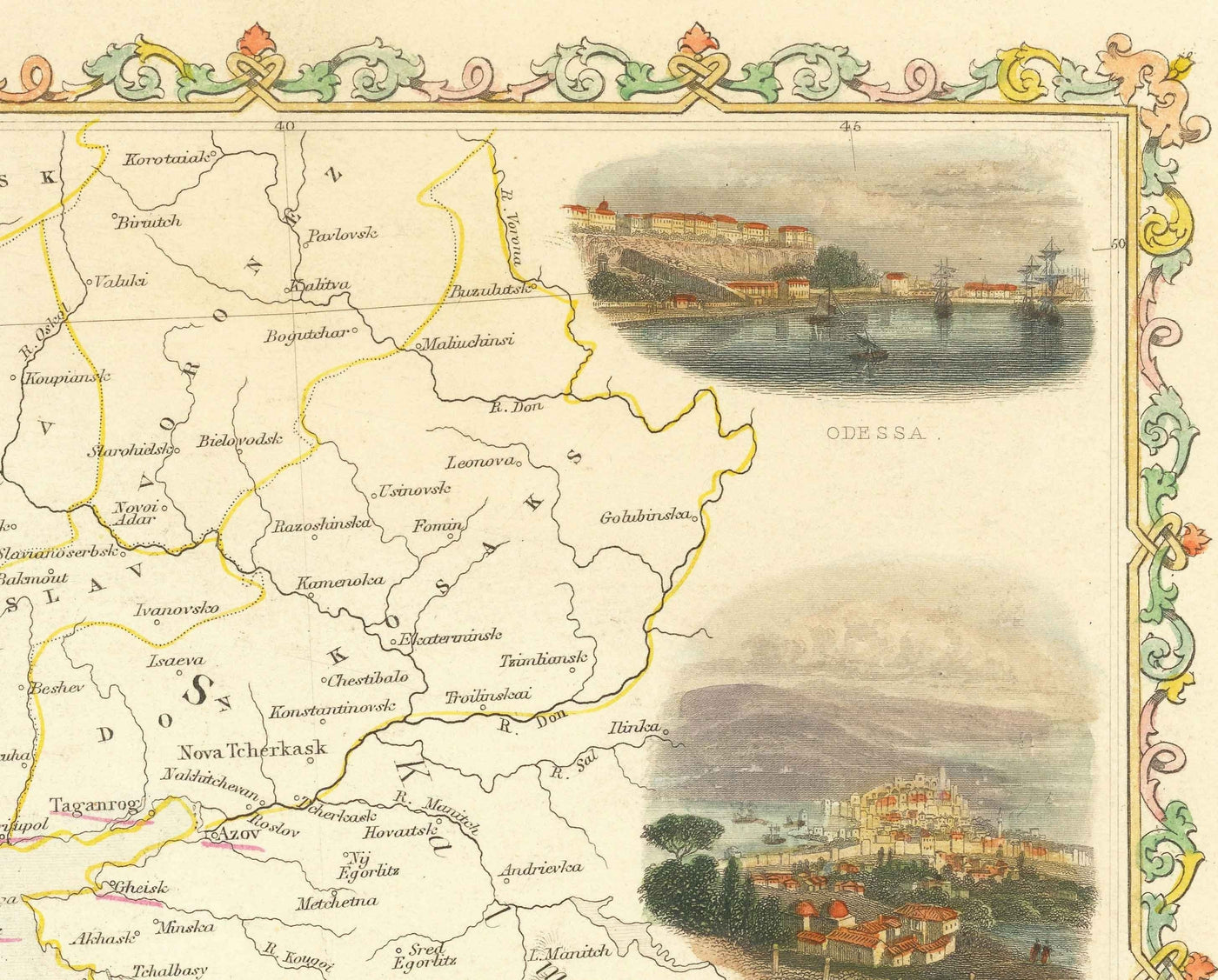 Old Map of the Black Sea, 1854 - Crimean War, Russia, Ukraine, Europe, Ottoman Empire, Turkey, Balkans, Greece