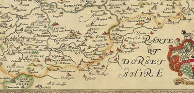 Rare Old Map of Somerset, 1575 by Saxton - Bath, Bristol, West Country, Mendips, Weston-super-Mare