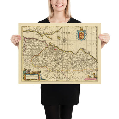 Alte Karte von Lothian & Edinburgh, 1690 - Queensferry, Linlithgow, Firth of Forth, Haddington, Dalkeith, Loanhead 