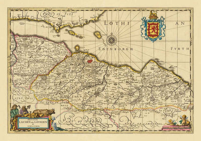 Alte Karte von Lothian & Edinburgh, 1690 - Queensferry, Linlithgow, Firth of Forth, Haddington, Dalkeith, Loanhead 