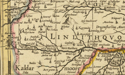 Alte Karte von Lothian & Edinburgh, 1690 - Queensferry, Linlithgow, Firth of Forth, Haddington, Dalkeith, Loanhead 