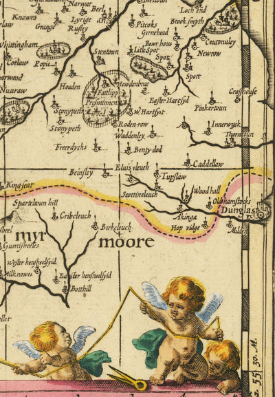 Alte Karte von Lothian & Edinburgh, 1690 - Queensferry, Linlithgow, Firth of Forth, Haddington, Dalkeith, Loanhead 