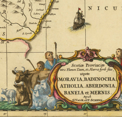 Alte Karte von Aberdeen, Inverness, Moray & Angus, 1690 - Dundee, Perth, Fraserburgh, Loch Ness, Schottische Highlands 