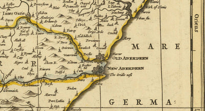 Alte Karte von Aberdeen, Inverness, Moray & Angus, 1690 - Dundee, Perth, Fraserburgh, Loch Ness, Schottische Highlands 