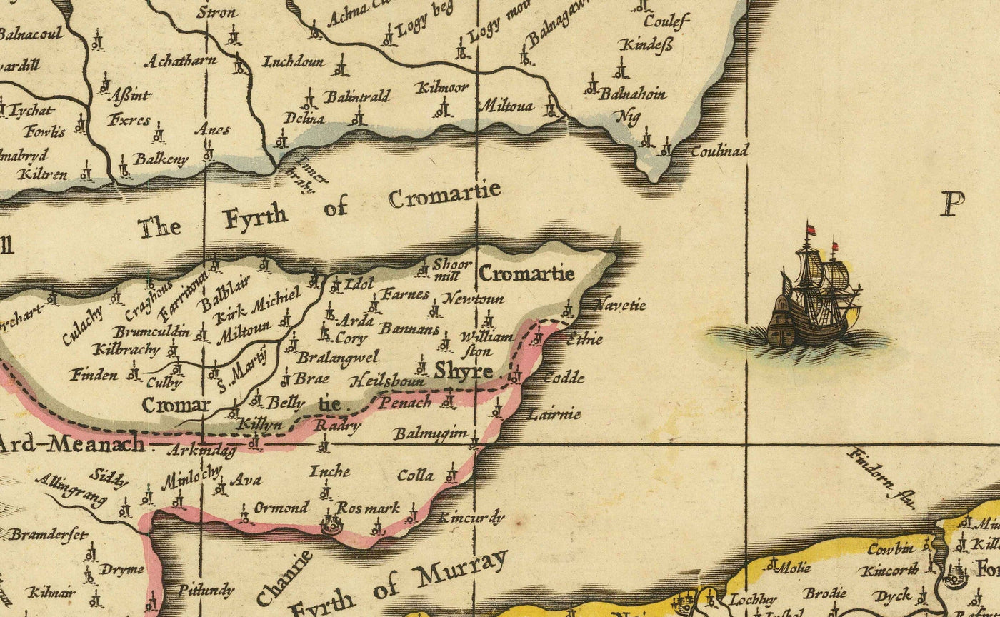 Alte Karte von Aberdeen, Inverness, Moray & Angus, 1690 - Dundee, Perth, Fraserburgh, Loch Ness, Schottische Highlands 