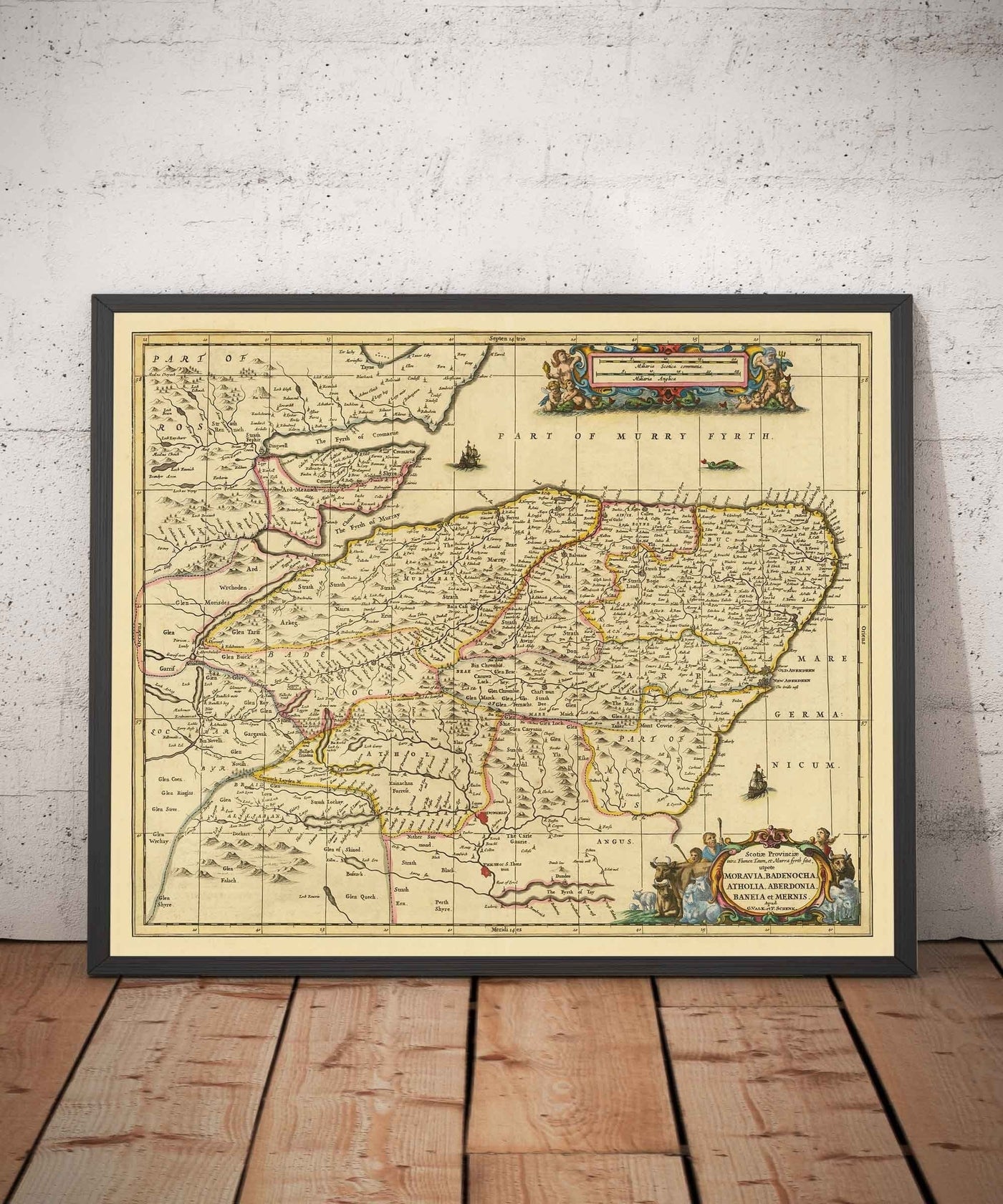 Alte Karte von Aberdeen, Inverness, Moray & Angus, 1690 - Dundee, Perth, Fraserburgh, Loch Ness, Schottische Highlands 