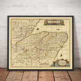 Mapa antiguo de Aberdeen, Inverness, Moray y Angus, 1690 - Dundee, Perth, Fraserburgh, Loch Ness, Tierras Altas de Escocia