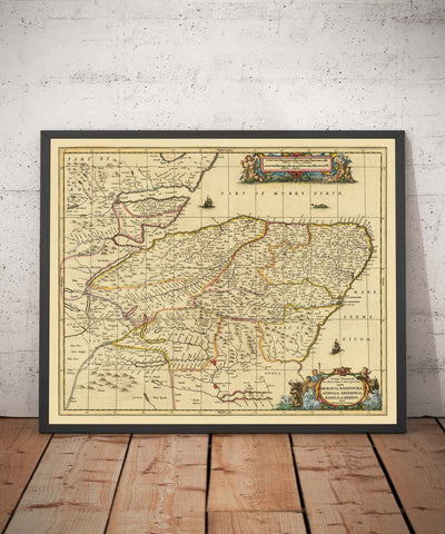 Alte Karte von Aberdeen, Inverness, Moray & Angus, 1690 - Dundee, Perth, Fraserburgh, Loch Ness, Schottische Highlands 