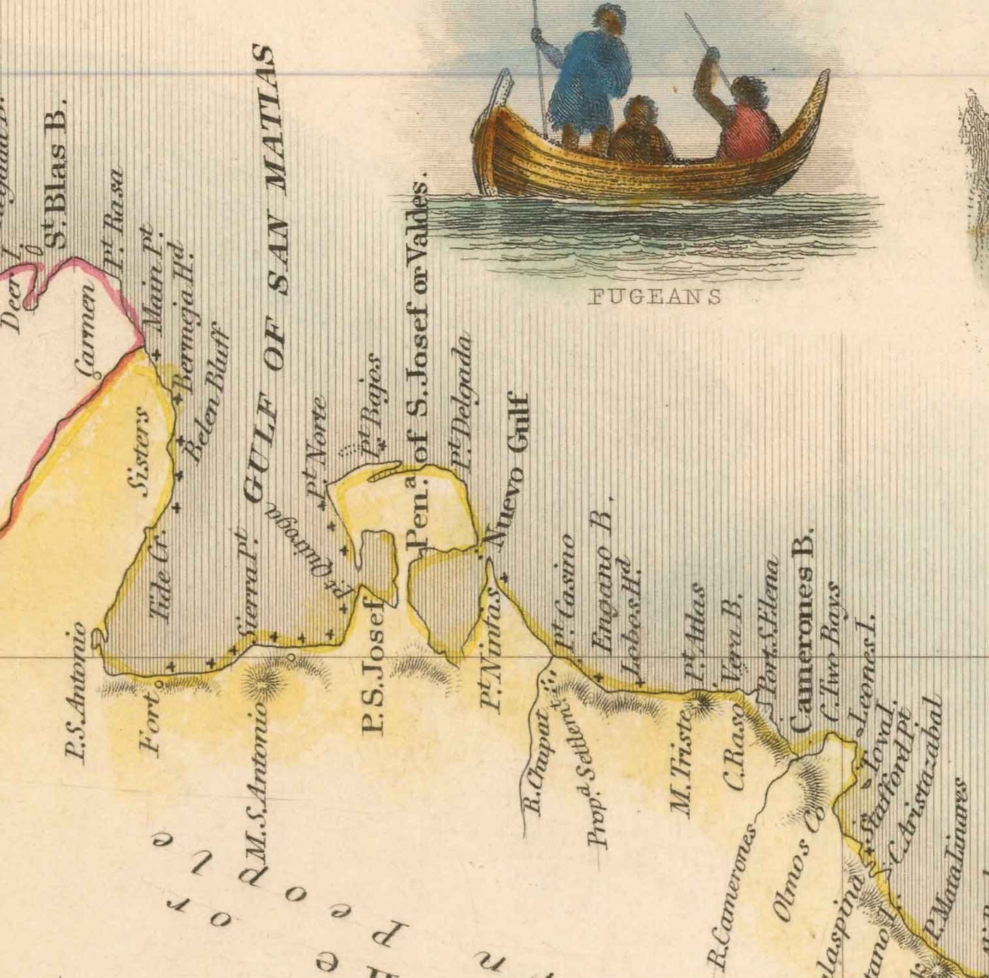 Alte Karte der Falklandinseln & Patagonien, 1851 - Südamerika, Kap Hoorn, Malvinas, Feuerland, Britisches Empire 