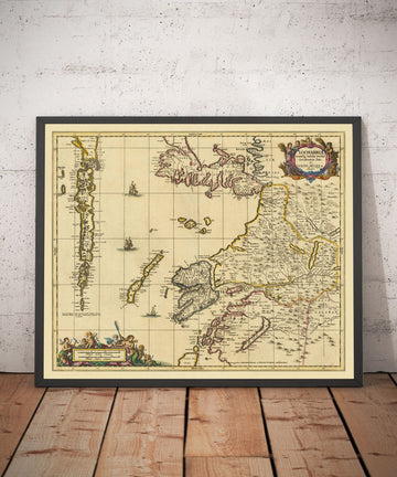 Old Map of Inner & Outer Hebrides, Mull and Skye, 1690 - Lochaber, Uist, Harris, Barra, Islands, Lochs