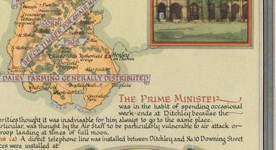 Old Map of Oxfordshire par Ernest Clegg, 1947 - Université d'Oxford, Blenheim Palace, Churchill, Bicester, Banbury