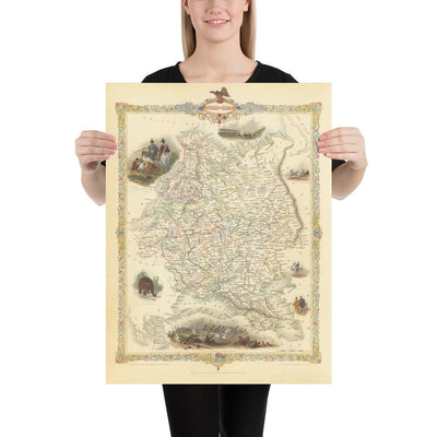 Old Map of the Russian Empire in Europe, 1851 - Moscou, Napoléon, Finlande, Crimée, Ukraine, Minsk, Saint-Pétersbourg